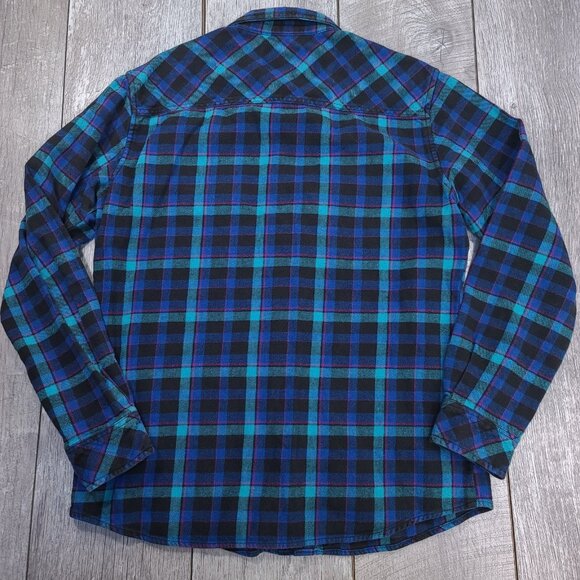 MATIX Shirt Men's Large Blue Big Dipper Long Sleeve Flannel Plaid Snap Up - Picture 3 of 7